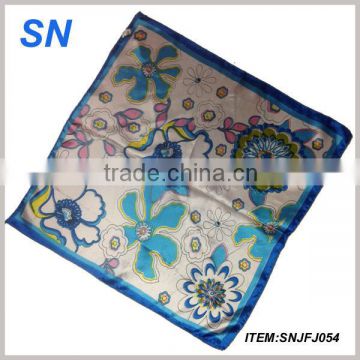 fashion style polyester flower print pattern square scarf