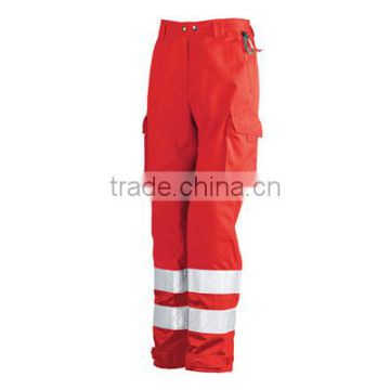 EN 20471 poly-cotton high visibility red fluorescent trousers