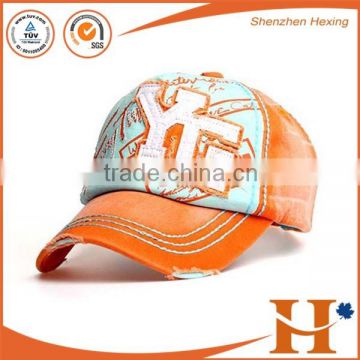 hot sale fashion fabric logo patch orange sport hats,custom summer hat