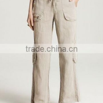 multi pocket womens linen cargo pants