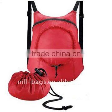 red cheap polyester folding promotional bag