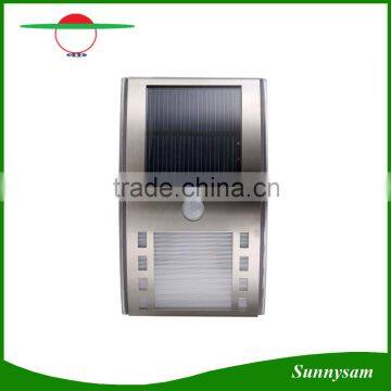 Motion Sensor Solar Wall Light 2LED Stainless Steel Solar Outdoor Waterproof PIR Lamp Solar Wall Lamp Aisle Light