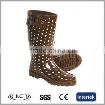 high quality popular brown dot rain boots