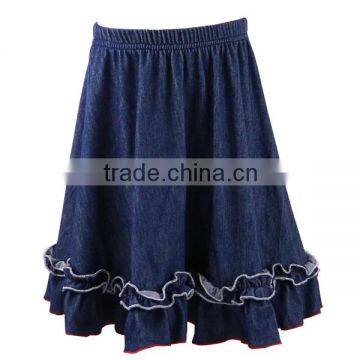 Wholesale 2016 kaiyo new updated darker/light denim fabric ruffle hem jeans baby girl skirt