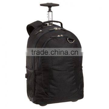 Solid Black polyester Rolling Backpack