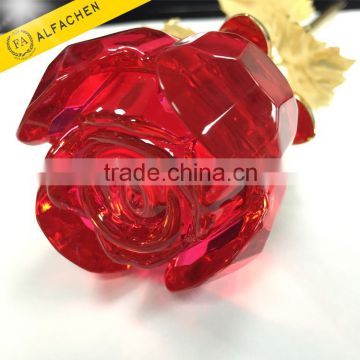 3D Gold Foil Leaf Forever Love Wedding Favor Gift Red Crystal Rose