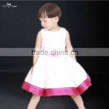 FG24 High Quality Pink Belt Sash White Real Sample Flower Girl Dress Patterns