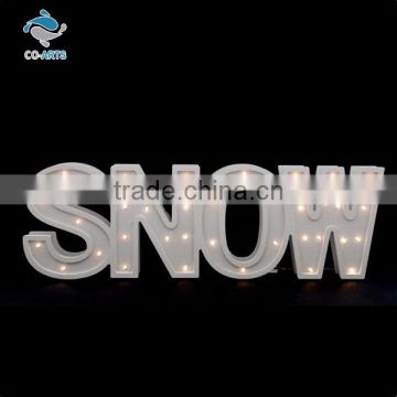 Beautiful design outdoor decoration cheap wooden snow letters lighting