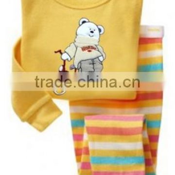 children's long sleeved 2pcs pajamas suits kids cotton nightgown baby sleepwear