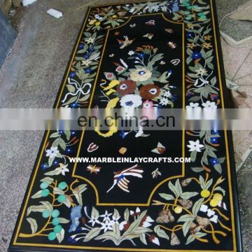 Black Marble Inlay Dining Table Tops, Pietra Dura Table Top