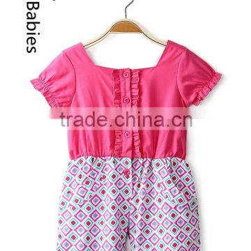 2016 Wholsale baby clothes girls short sleeves cotton printed romper