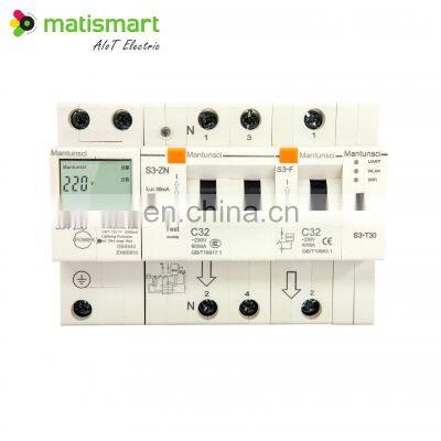 smart electricity meter 20a 32a 63a 80a mcb miniature circuit breaker rcbo rcd smart breaker with wifi