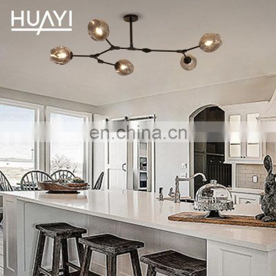 HUAYI Creative Personality Glass Cover Indoor Drawing Room Modern LED Circle Chandelier Pendant Light