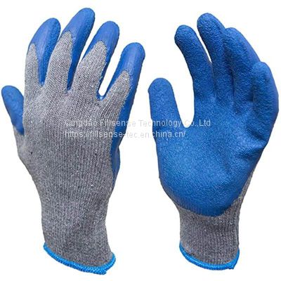 Factory Wholesale 10Gauge TC Cotton Liner Crinkle Latex Coated Construction Gloves