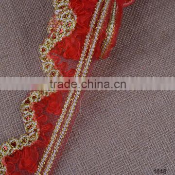 New Arrival red High Quality Favorite Sequins Lace