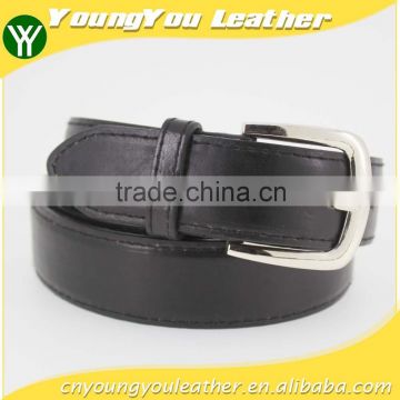 Classical sample style Man black PU leather belt with shiny silver metal accessories in YiWu