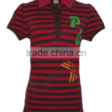CVC hot sale Ladies strips polo shirt in 2015