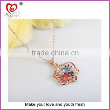 2015 Hot sale fashion yellow gold plating necklace cheap metal necklace for lady