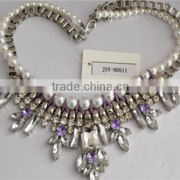 High quality crystal pendant necklace white gold plated beads necklace