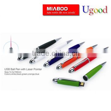 promotion business gift pen usb, laser pointer usb pen drive with large print area for logo, free pre-loading data service