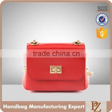 0426-China handbags factory red color girls patent PU shoulder bags 2016