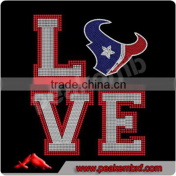 Free Custom Design Rhinestone Love Texans Heat Transfer Applique