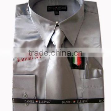 wholesale satin shirt for man dress shirt tie man satin shirts