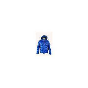 Custom Blue Short Mens Goose Down Jacket / Outerwear For Winter
