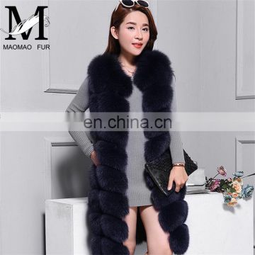 2015 New Design Lady Fur Vest Winter Natural Blue Fox Fur Warm Vest