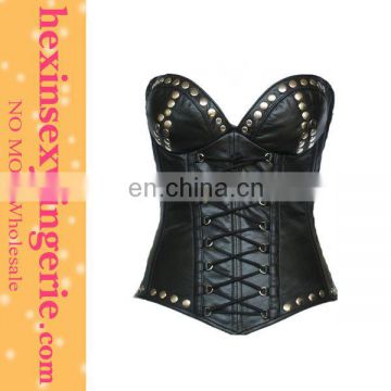 Paypal accept make black open cup leather corset