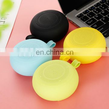 Logo Mini Round Disc Wireless Stereo Bluetooth Speaker with Hangle
