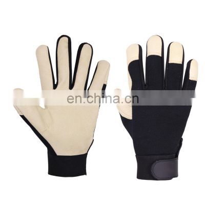 HANDLANDY Full grain pigskin leather work gloves industrial, custom logos mechanical glove