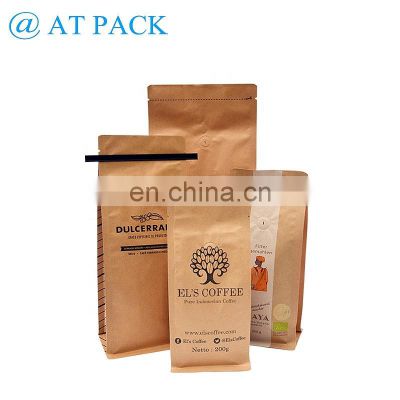 Custom printed kraft paper 6oz flat bottom box coffee pouches biodegradable coffee bags