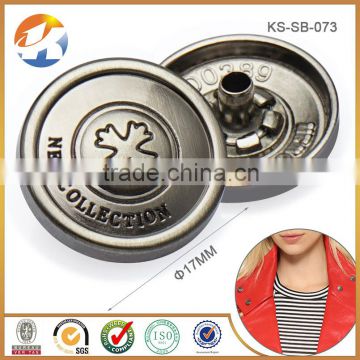 Silver Brushed Gun Metal Zinc Alloy Snap Button Engraved Custom Logo
