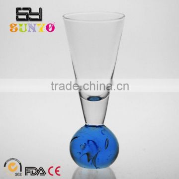 Blue Ballbase Triangular Whisky Glass Cup
