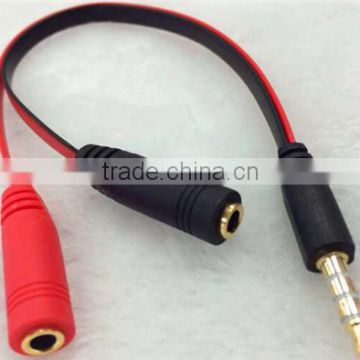 Red 3.5mm Male to Twin Female Splitter Y Cable Lead Stereo AUX
