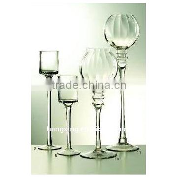 Glass Candle Holder with Stem and Base