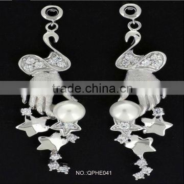Hand-shape 925 silver with cz and pear earrings QPHE041