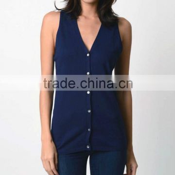 15JWB0140 woman summer 100%bamboo fiber button closure vest