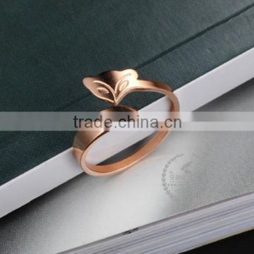 Rose gold plated stainless steel fox animal ring fashion women adjustable ring wedding jewelry 6210032