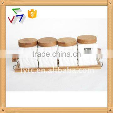 4pcs ceramic canister set with Bamboo