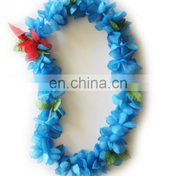 New Hawaiian Silk Flower Lei Blue Color