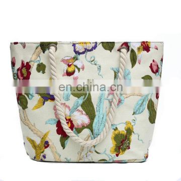 Colorful flamingos canvas tote bag   printed cotton  shopping custom  tote bag gift handbag  beach bag