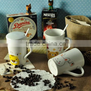 Creative animal ceramic cup Mark cup with cover with a spoon cup