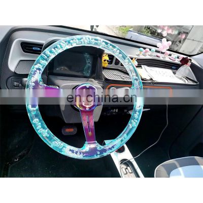 AUSO Universal Auto Parts 350mm 14 inch 70mm Deep Racing Sports Acrylic Transparent Steering Wheel