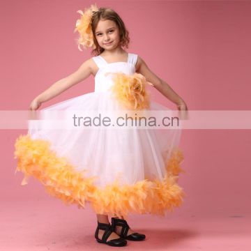 Fashion Little Girls Dress Feather Dress Baby Girl Party Dress