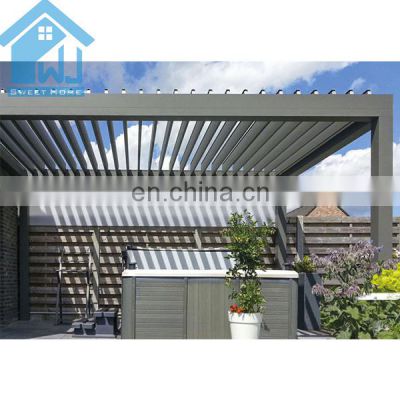 Chinese Patio Cover Balcony Metal Gazebo With Sun Shading Shutter Roof Aluminum Pergola