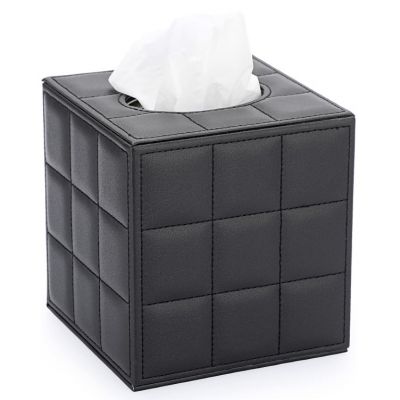 Square Leather Tissue Box Cover Decorative Tissue Box Holder for Dresser Bathroom Decor