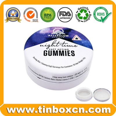 Round Screw Candy Mint Gummies Airtight Tin Box with Child Resistant Lock