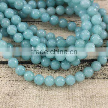 SB6605 Hot Sale Synthetic Aquamarine Round Beads,Aqua Colour Stone Beads